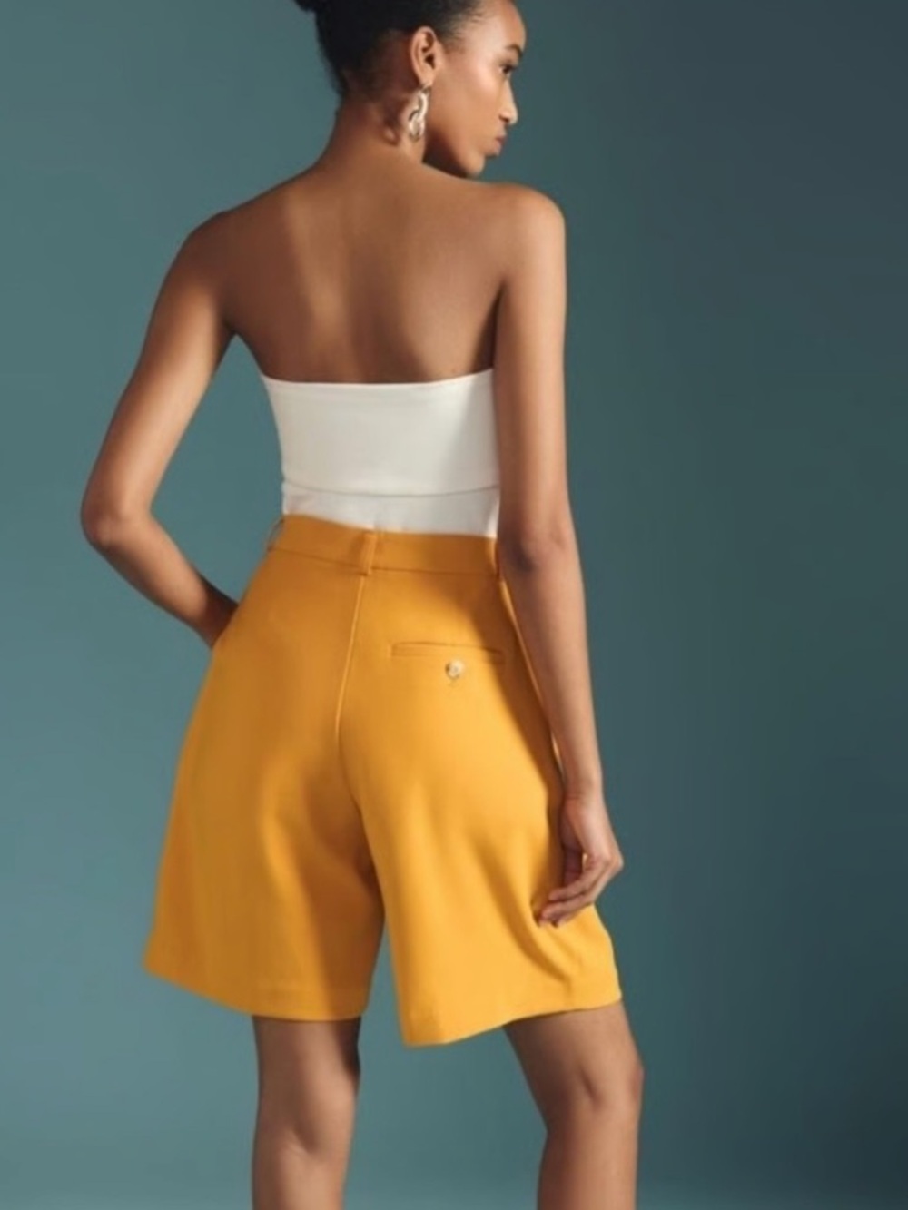 Anthropologie Maeve Avery Pleated‎ Shorts in Mango Mojito - Picture 3 of 8